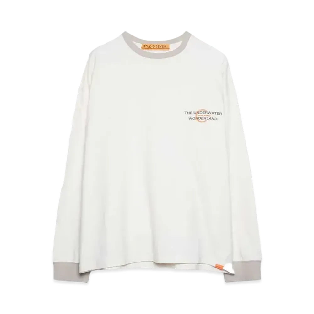 STUDIO SEVEN COMBI RIB LS TEE "WHITE"
