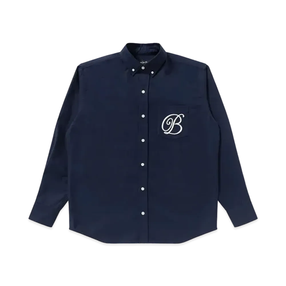 Black Eye Patch B Emblem Oxford Shirt "Navy"