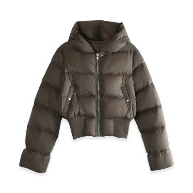 Rick Owens Women's Quilted Nylon Down Jacket "Brown"