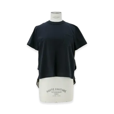 sacai Satin x Cotton Jersey T-Shirt "Navy/Khaki"