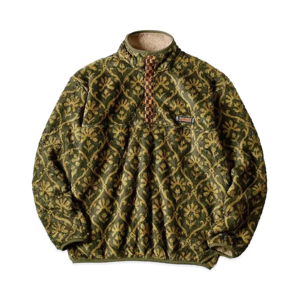 KAPITAL Yosemite Arabesque Pattern Fleece Snap "Khaki"