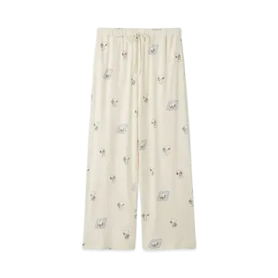 GELATO PIQUE x PEANUTS Snoopy x Bear All-Over Print Long Pants "Off White"