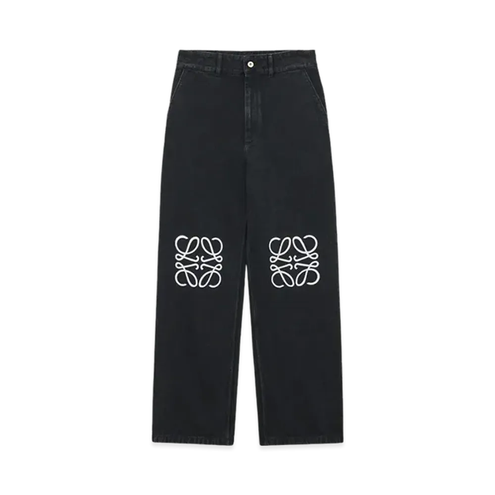LOEWE Women's Anagram Baggy Jeans in Denim "Black"