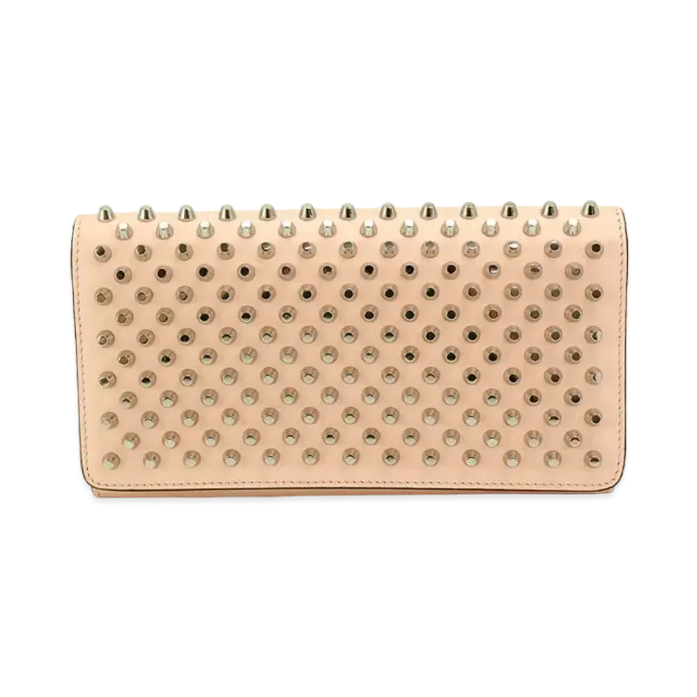 Christian Louboutin Macaron Studs Leather Flap Long Wallet "Pink"