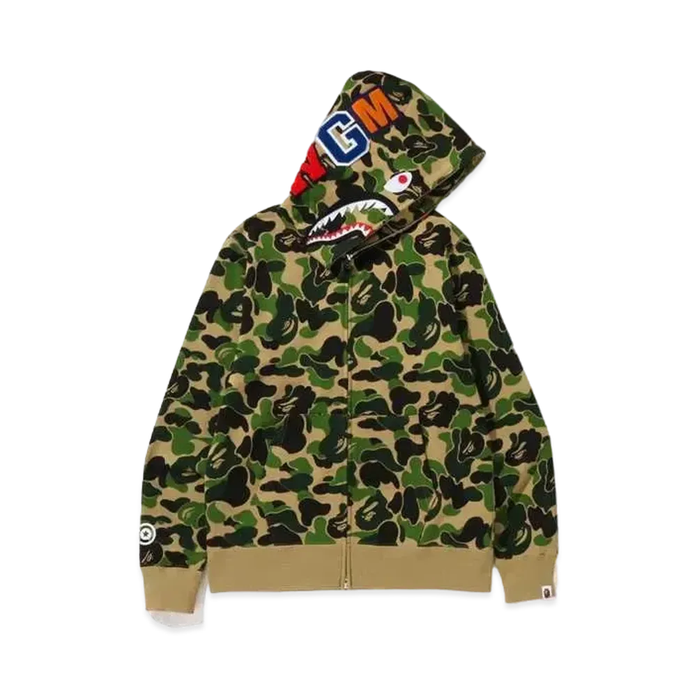 A BATHING APE Big ABC Camo Shark Full Zip Hoodie "Green"
