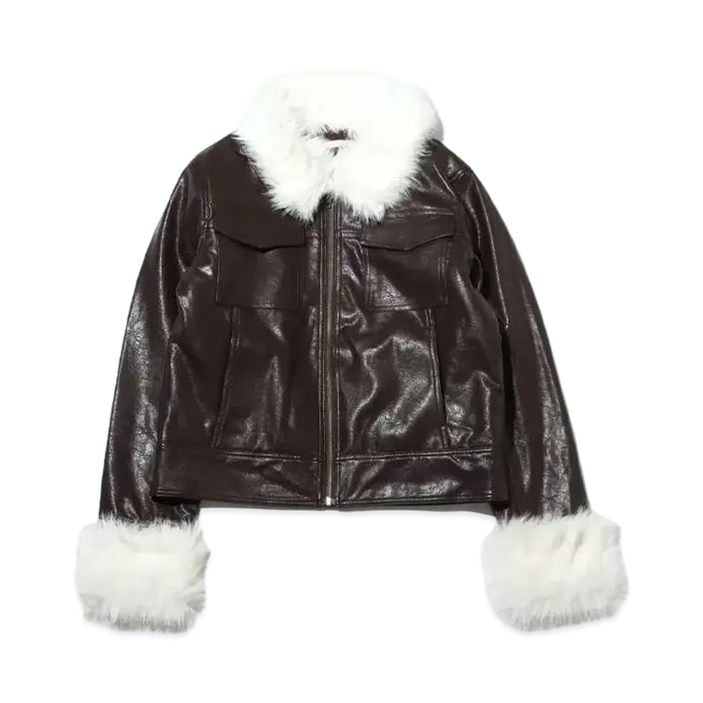 atmos pink Two-Way Faux Leather Jacket "Brown"