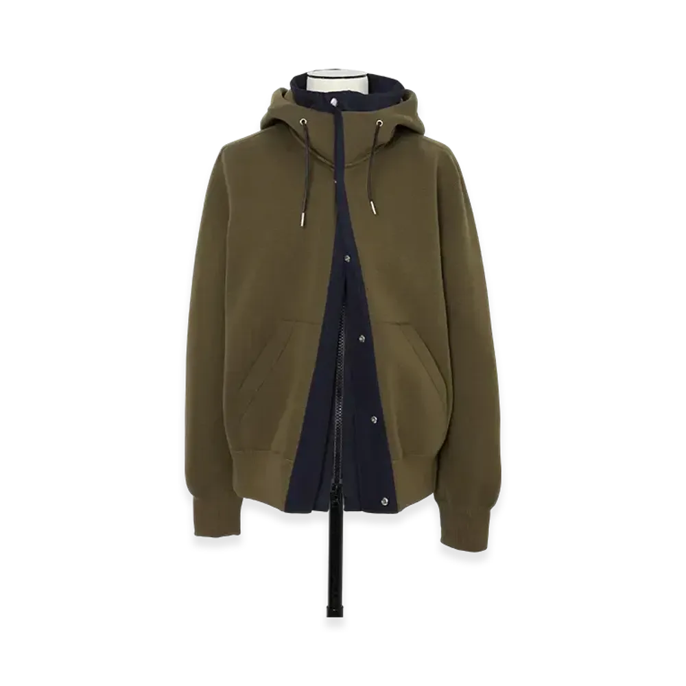 sacai Sponge Sweat x Grosgrain Hoodie "Dark Beige/Navy"