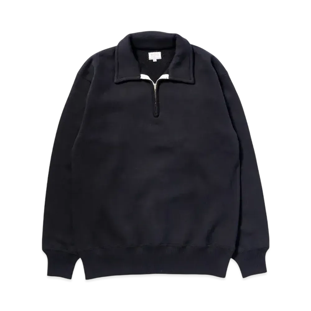 THE REAL McCOY'S 10 OZ. Loopwheel 1/4 Zip Sweatshirt "Black"