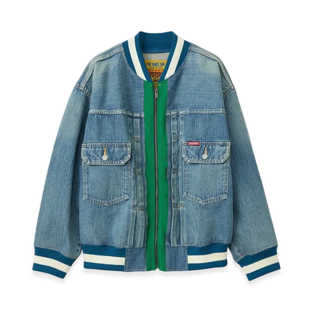 HYSTERIC GLAMOUR Make Me Smile Jacquard 2nd Type Denim Jacket "Light Indigo Blue"