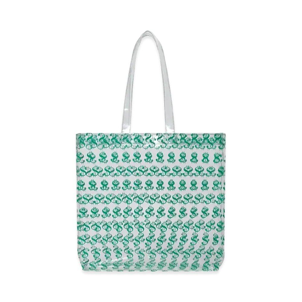 BlackEyePatch Dollar Patterned Baggie PVC Tote "White/Green"