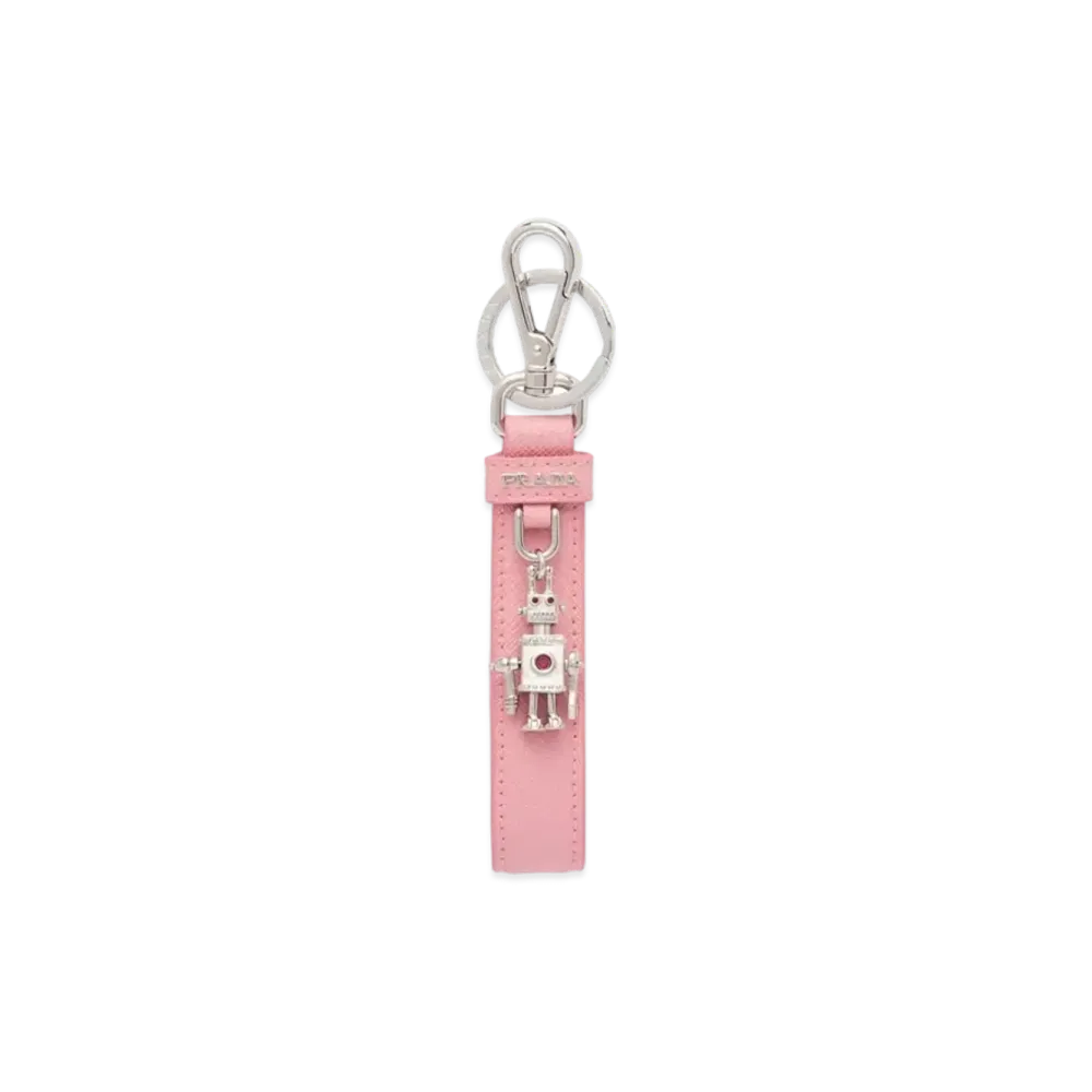 PRADA Saffiano Leather Key Ring "Pink"