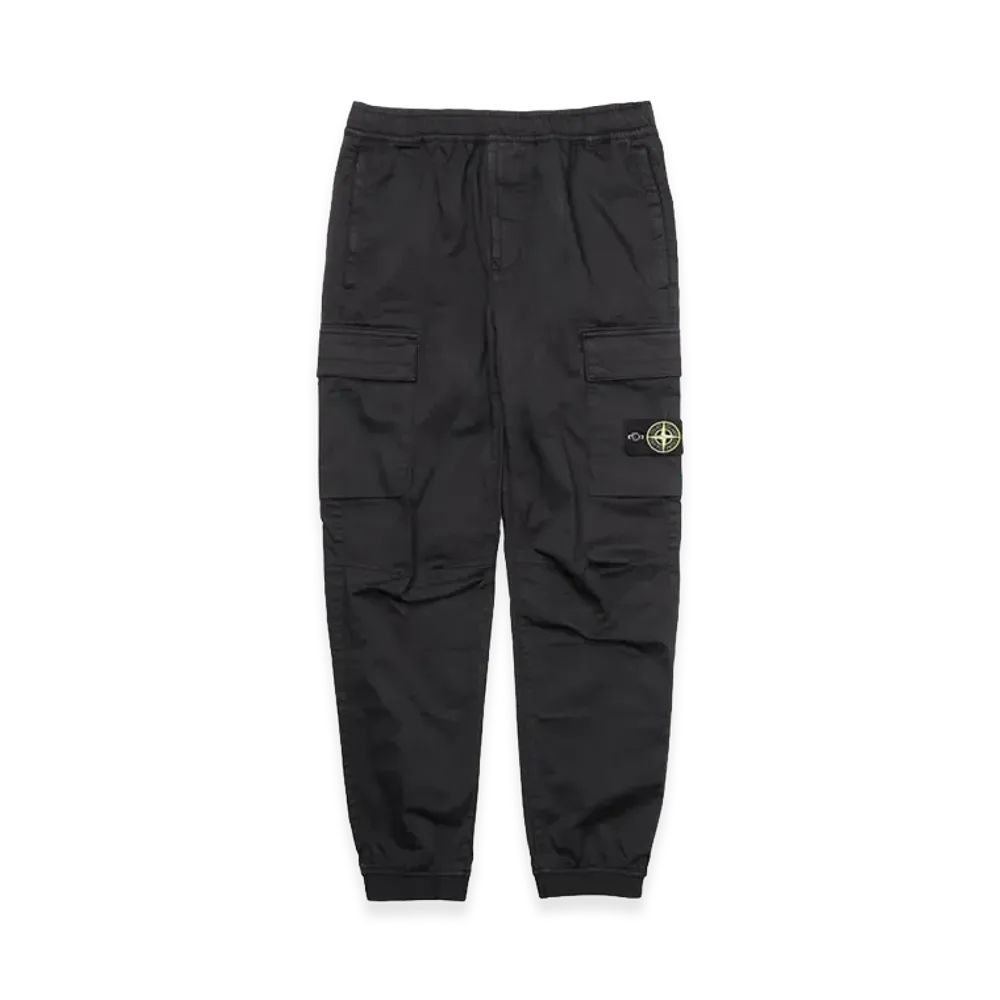 Stone Island Stretch Cotton Wool Satin Cargo Pants "Black"