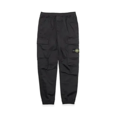 Stone Island Stretch Cotton Wool Satin Cargo Pants "Black"