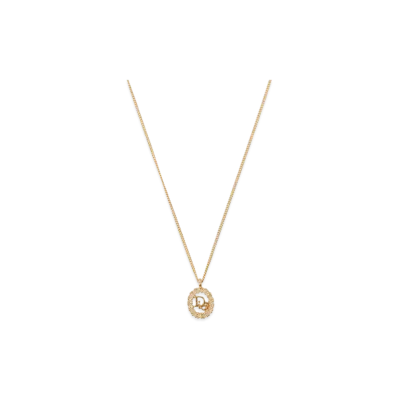 Dior Logo Rhinestone Necklace "Gold"