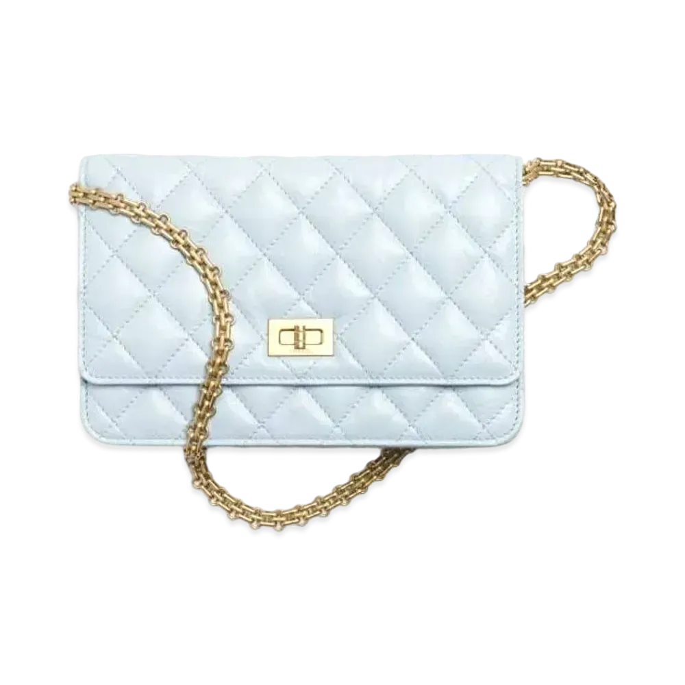 CHANEL 2.55 Chain Wallet Aged Calfskin "Blue"