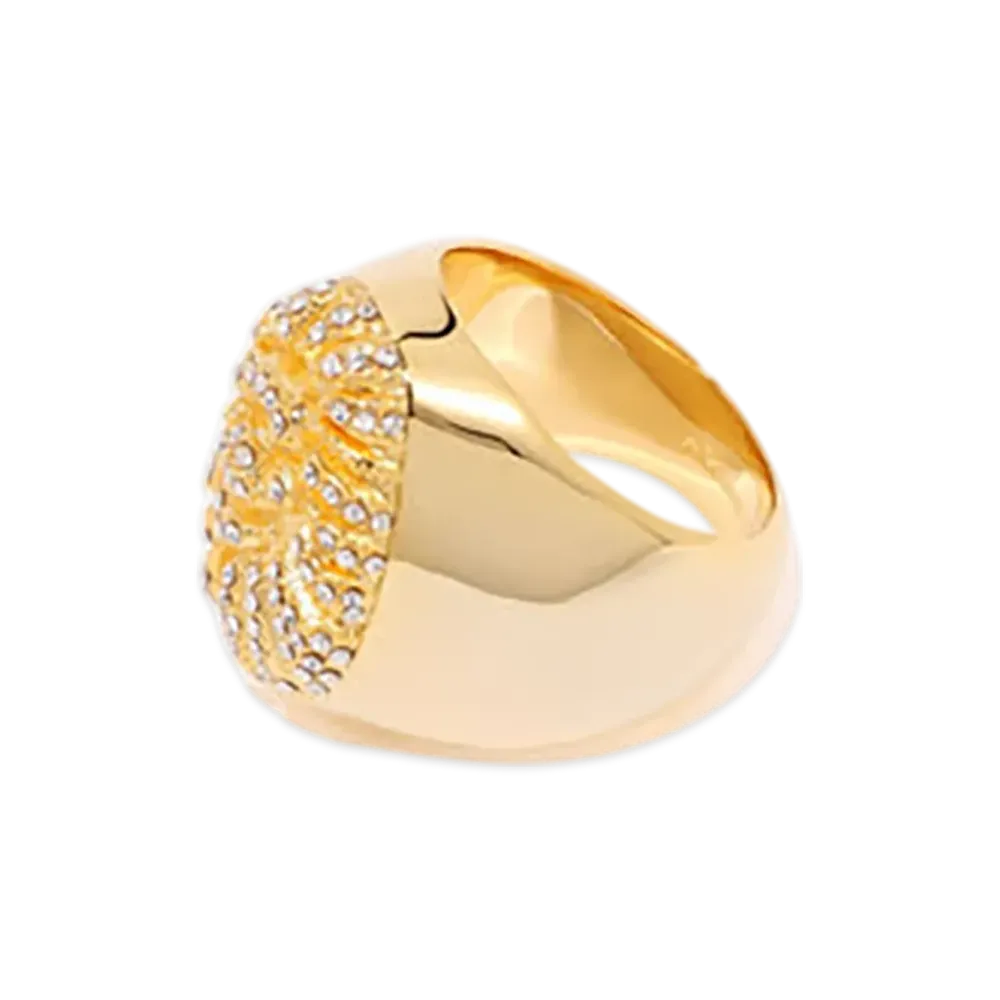 A BATHING APE Ape Head Crystal Stone Ring "Gold"
