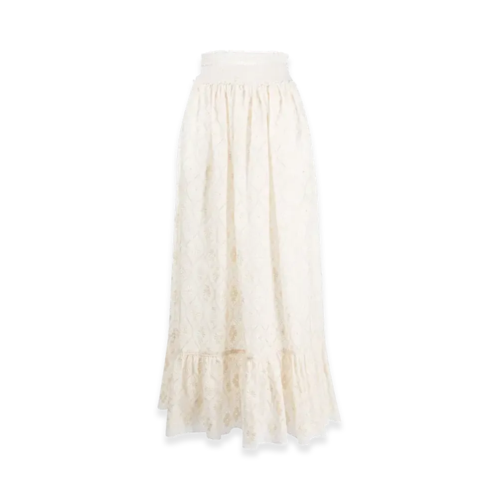 GUCCI Women's Floral Broderie Anglaise Skirt "White"
