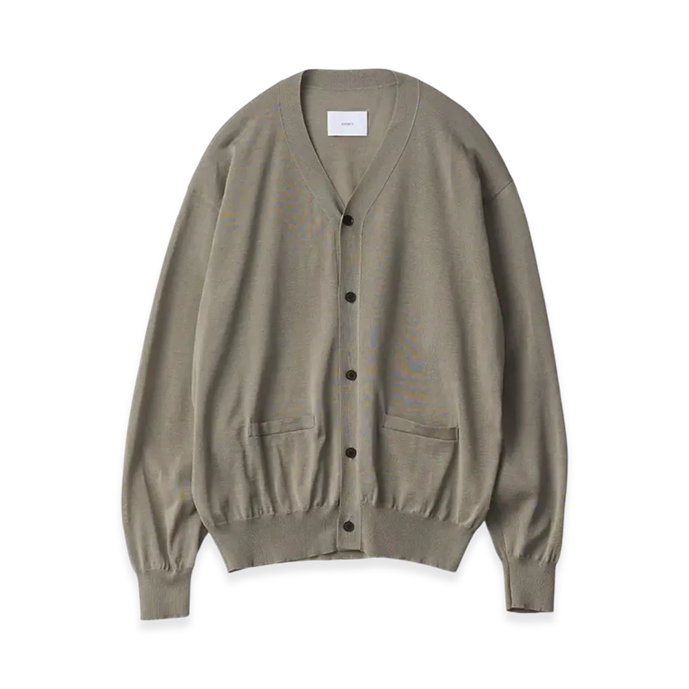 ssstein Wool Silk Knit Tucked Cardigan "Greige"