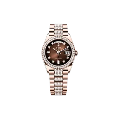 ROLEX Day-Date 36mm Everose Gold Diamond 128345RBR "Brown Ombre"