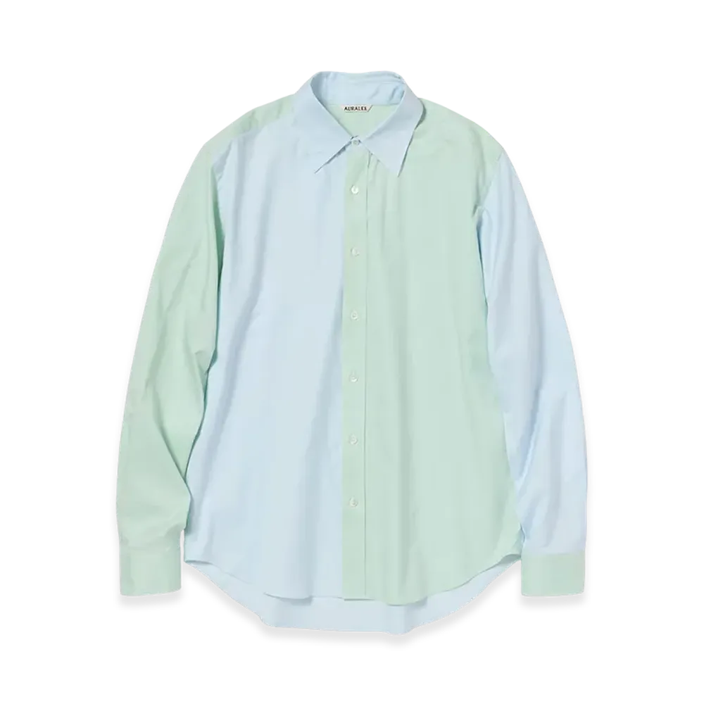 AURALEE Finx Ox Chambray Shirt "Pale Green/Blue"