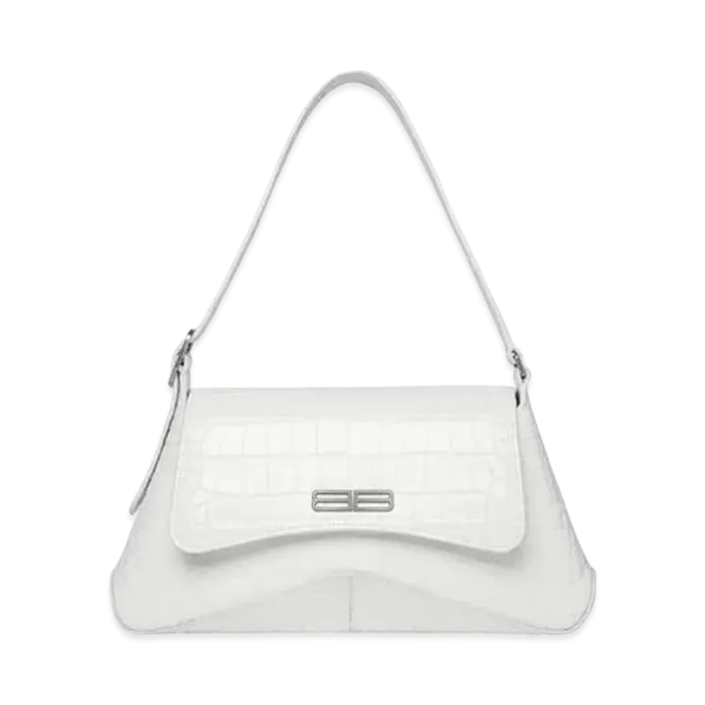 BALENCIAGA XX Medium Flap Bag Crocodile Embossed "White"