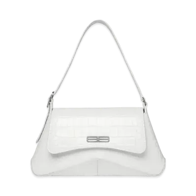 BALENCIAGA XX Medium Flap Bag Crocodile Embossed "White"