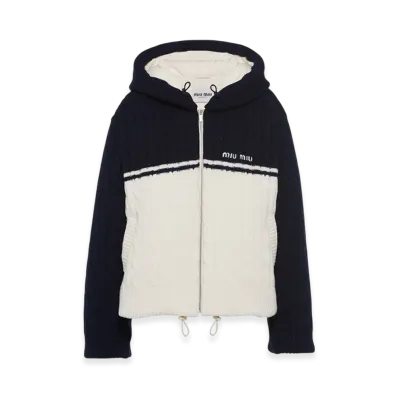 MIU MIU Women's Cashmere Wool Down Jacket "Blue/White"