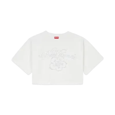 KENZO 'CONSTELLATION' Embroidery Cropped T-shirt "Off White"