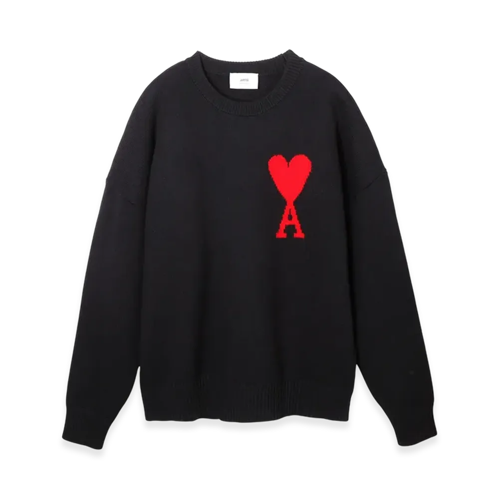 AMI PARIS ADC Crewneck Sweater "Black/Red"