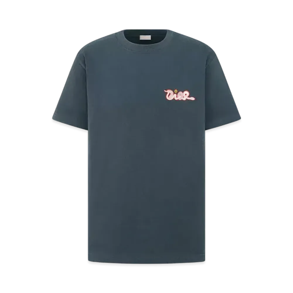 Dior x KAWS T-Shirt Relaxed Fit Cotton Jersey "Blue"