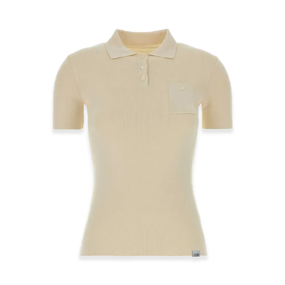 MM6 Maison Margiela Women's Cotton Polo Shirt "Ivory/White"
