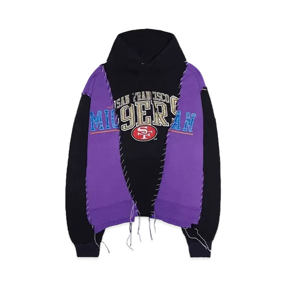 DISCOVERED HYPE DROP EXCLUSIVE LOOPING WIDE COLLEGE HOODIE "BLACK EX09"