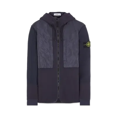 Stone Island 64741 BRUSHED COTTON FLEECE WITH NYLON METAL/ NASLAN-TC DETAILS "Ink Blue"