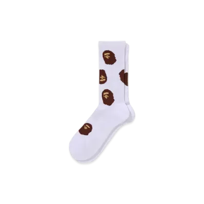 A BATHING APE Ape Head Pattern Socks "White"