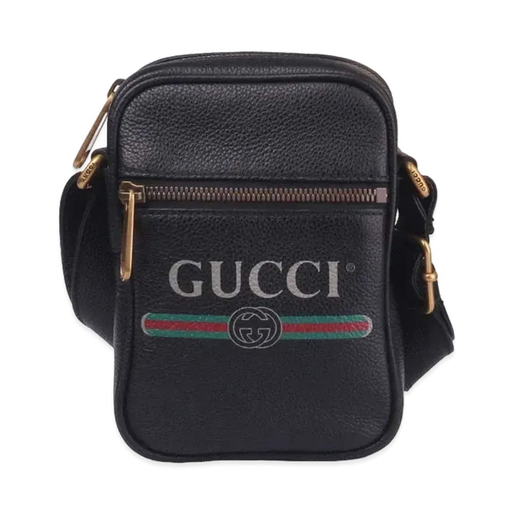 GUCCI Vintage Logo Print Shoulder Bag "Black"