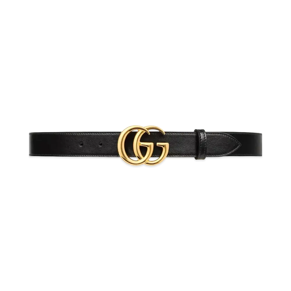 GUCCI GG Marmont Leather Belt with Shiny Buckle "Black"