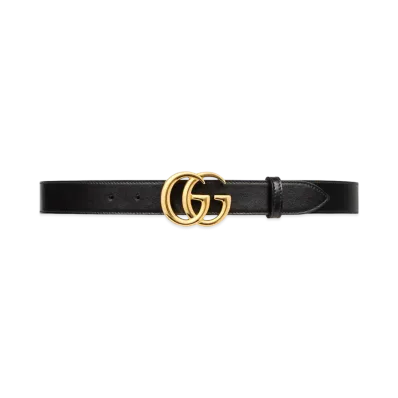 GUCCI GG Marmont Leather Belt with Shiny Buckle "Black"