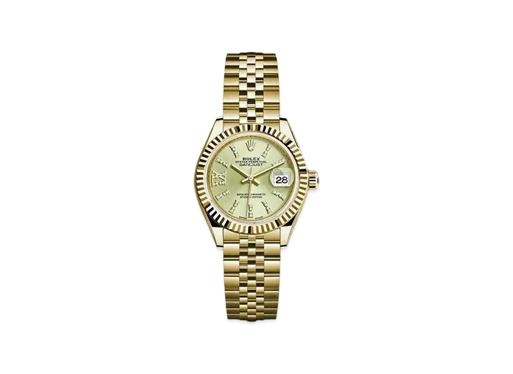 ROLEX Date-Just 28 Linden Green Strip Dial 10P Diamonds 279178G