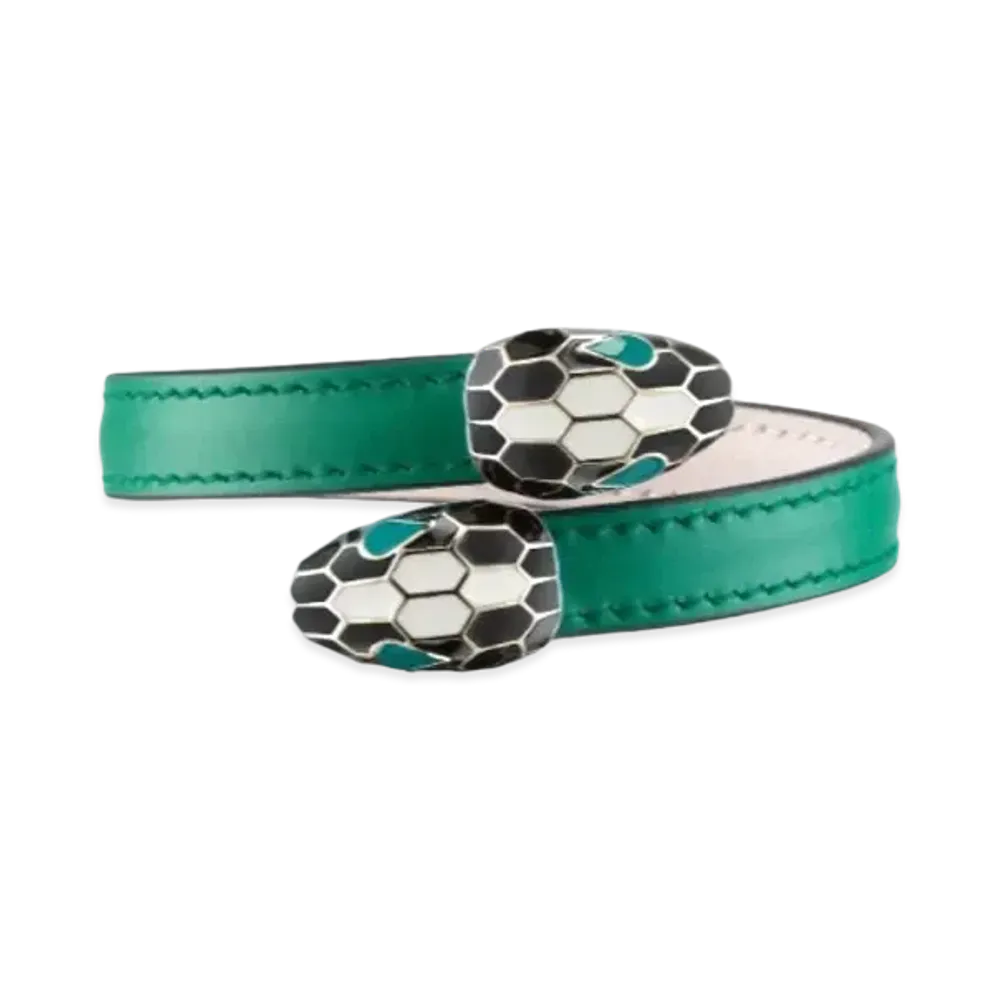 BVLGARI Serpenti Forever Leather Bracelet "Green"