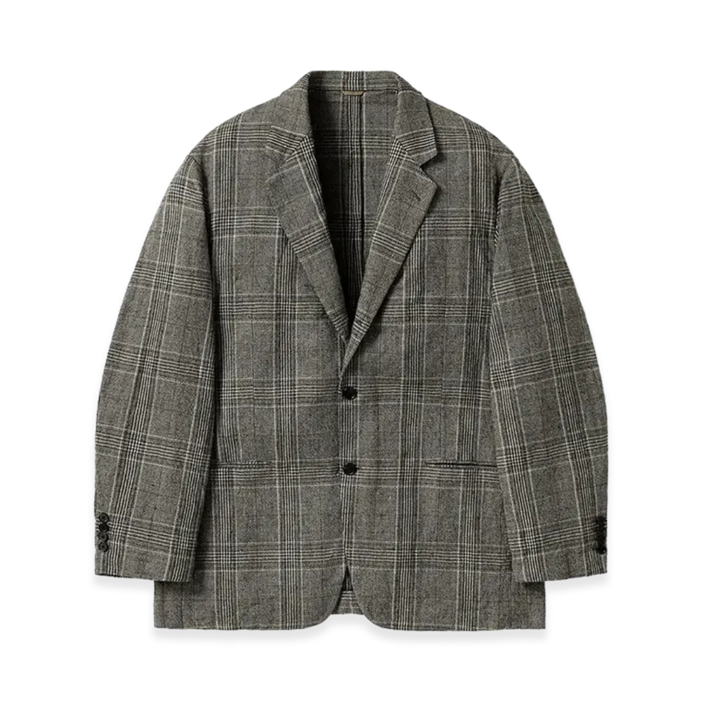 A.PRESSE Washed Alpaca Linen Tweed Jacket "Olive"