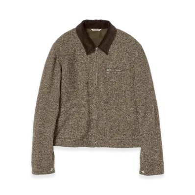 AURALEE Homespun Tweed Zip Blouson "Brown"