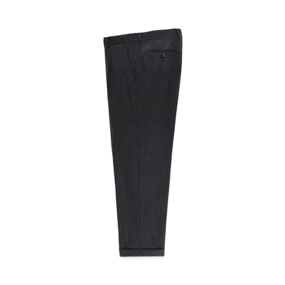 WACKO MARIA GLITTER STRIPED PLEATED TROUSERS (IMPOET FABRIC / DOEMEUIL) "Black"