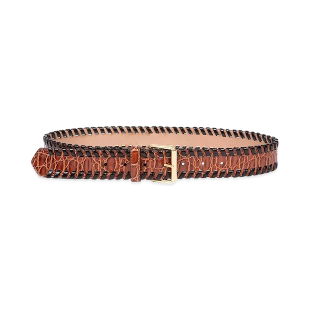 DRIES VAN NOTEN Women's Embellished Leather Belt "Tan"