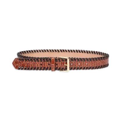 DRIES VAN NOTEN Women's Embellished Leather Belt "Tan"