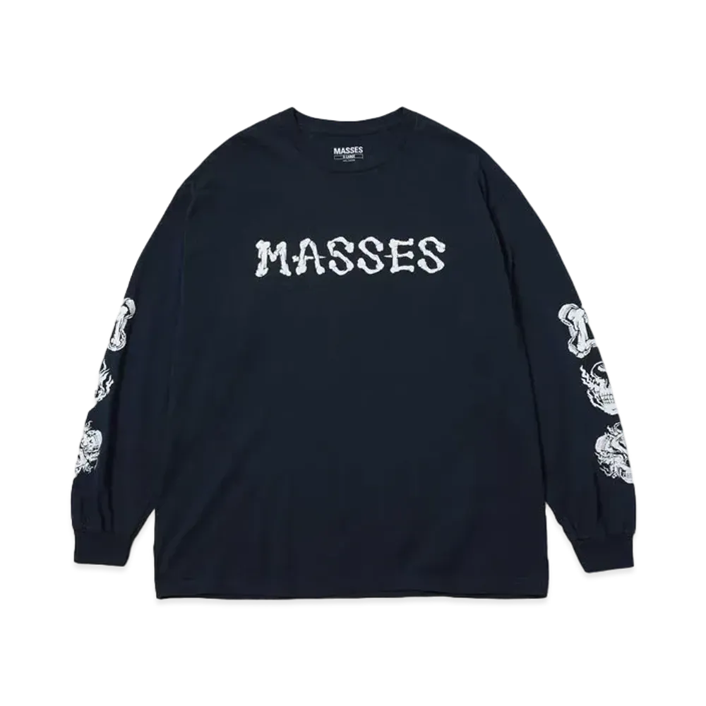 MASSES T-SHIRT L/S BONE LOGO "NAVY"