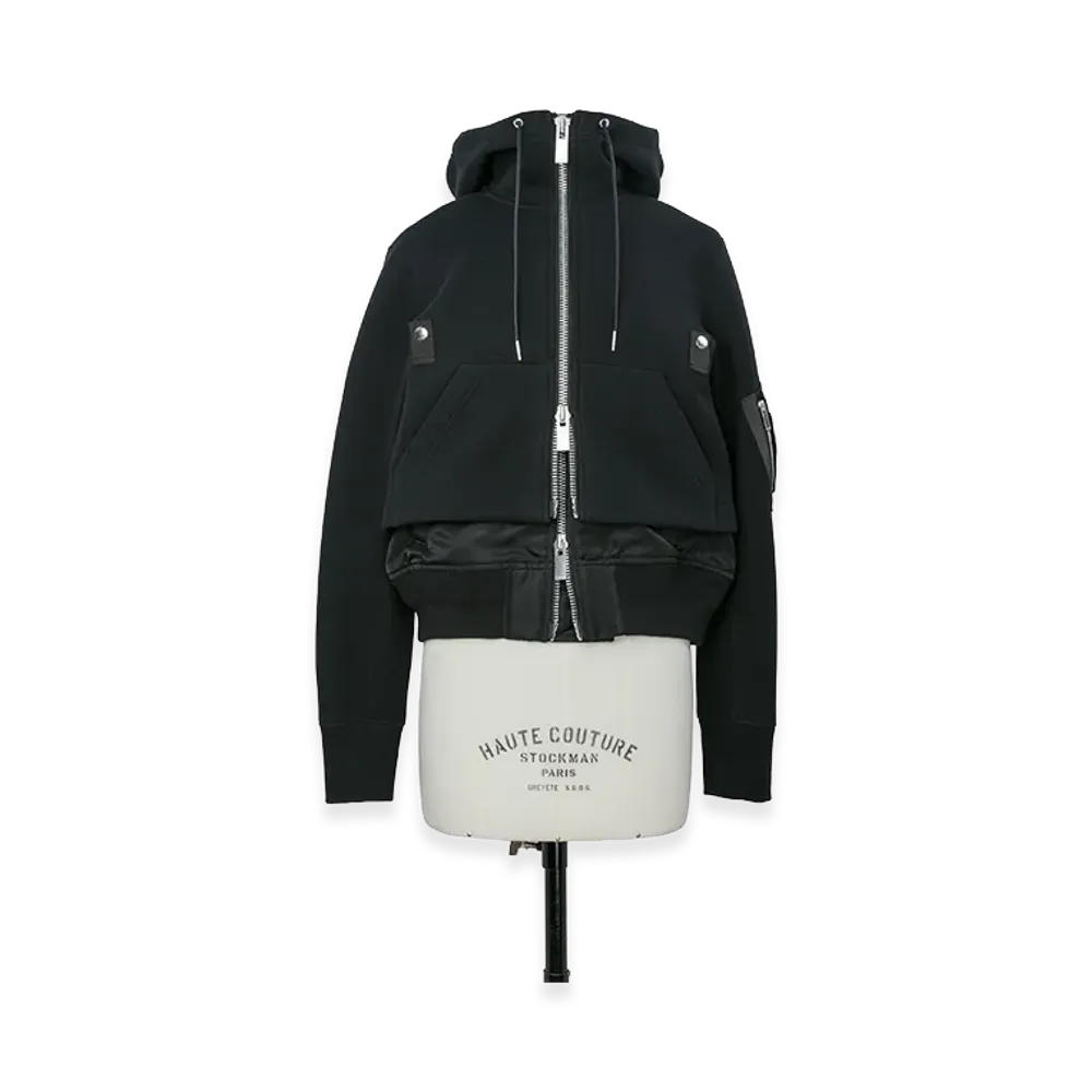 sacai Women's Sponge Sweat Hoodie "Black"
