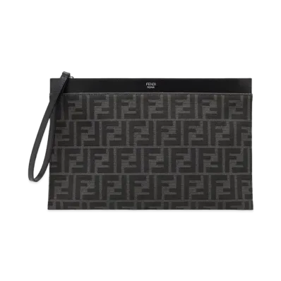 FENDI FF Jacquard Flat Pouch Medium "Black"