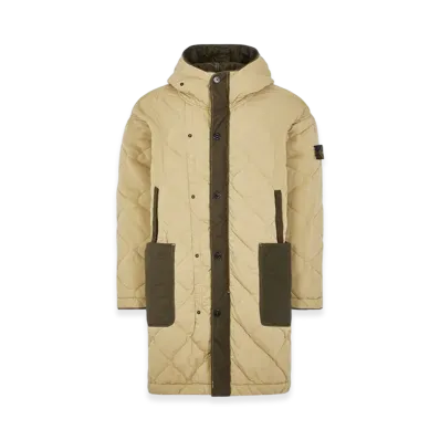 Stone Island 70133 50 Fili Quilted-TC Lightweight Brushed Nylon Cotton Canvas Padded Hooded Parka - 23FW "Ecru"