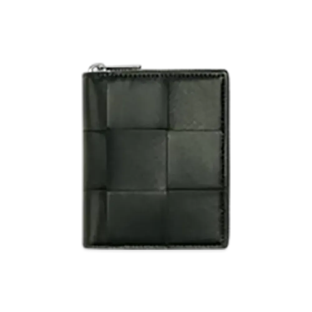 Bottega Veneta Cassette N/S Compact Zip Around Wallet With Coin Purse "Dark Green/Space"