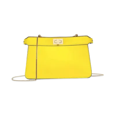FENDI Peekaboo Iseeu Clutch Nappa Leather Bag "Yellow"